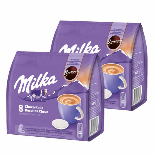 Senseo Milka Choco Pads Set of 2, Chocolate Drink, Cocoa Drink, Coffee Pads, 2 x 8 Pads / Portions