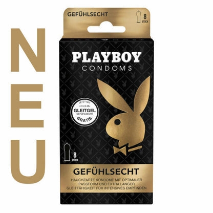 Playboy Condoms Kondome Gefühlsecht, Verhütungsmittel, Intensiv, mit Gleitgel gratis, 56 mm, 2 x 8 Stück