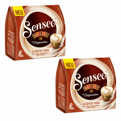 Senseo Type Cappuccino Baileys Coffee Pads, Aromatic, Coffee, Instant Coffee, 2 x 8 Pads