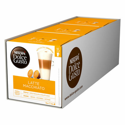 Nescafé Dolce Gusto Latte Macchiato Vorratsbox 3er Set, Kaffee, Kaffeekapseln, 3 x 30 Kapseln / 15 Portionen