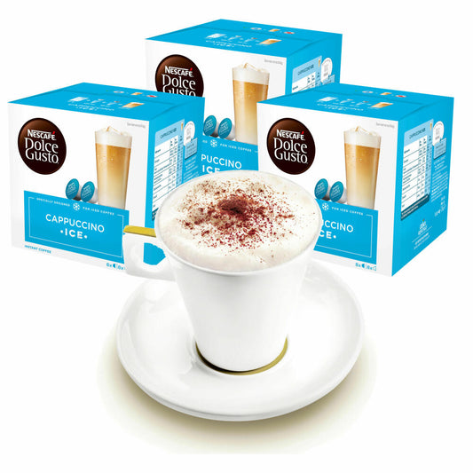 Nescafé DOLCE GUSTO Tassen Geschenkset, 3 Packungen mit Becher Cappuccino Ice, Kaffee, Eiskaffee, Kaffeekapsel, Kapseln