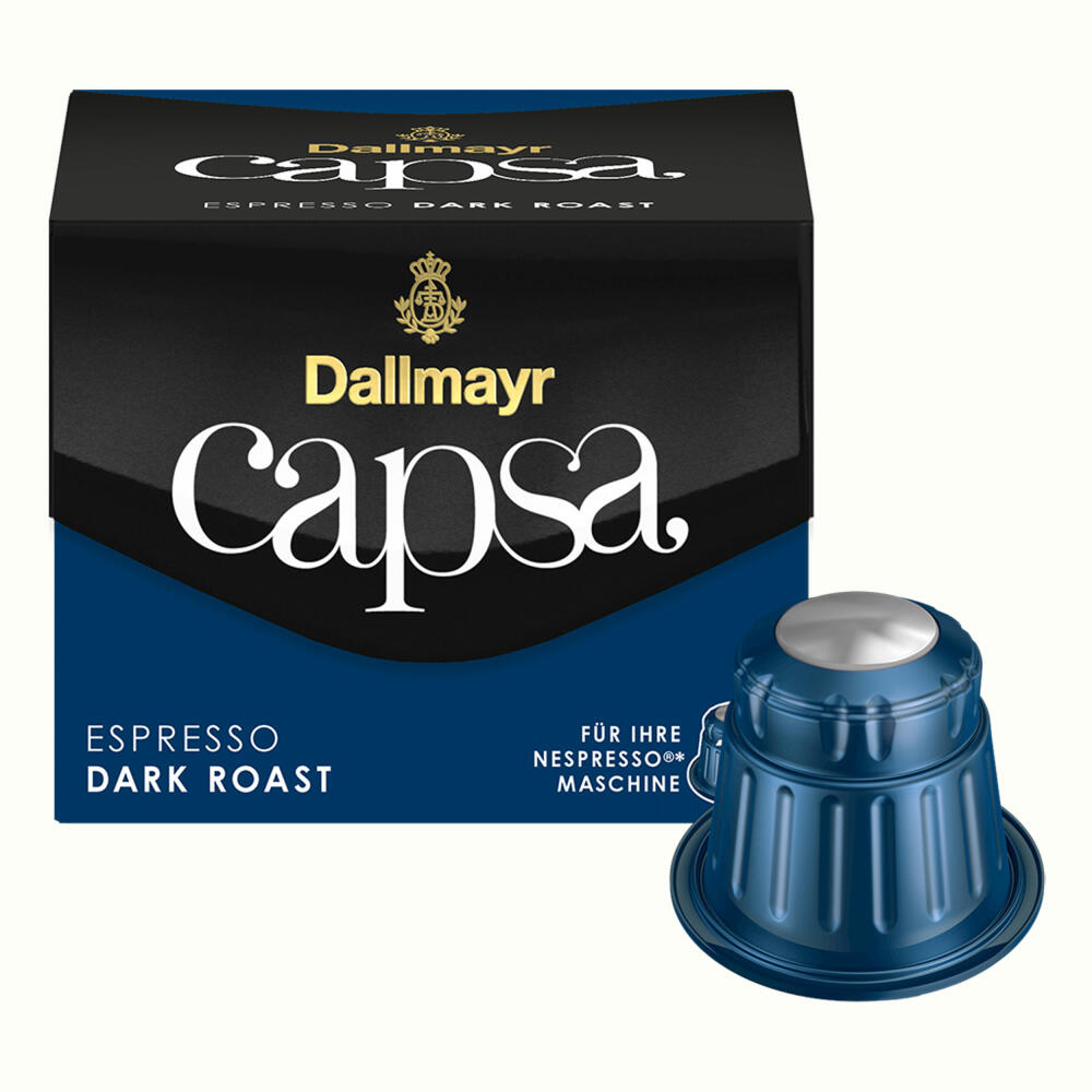 Dallmayr Capsa Espresso Dark Roast, Nespresso Compatible Capsule, Coffee Capsule, Espresso Capsule, Roasted Coffee, Coffee, 10 Capsules, 56 g