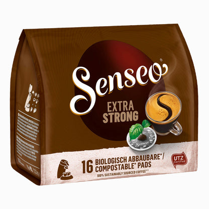 Senseo Kaffeepads Extra Kräftig / Extra Strong, 3er Pack, Intensiver und Vollmundiger Geschmack, Kaffee, je 16 Pads, mit Tasse