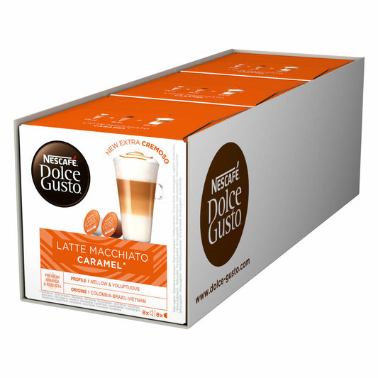 Nescafé Dolce Gusto Caramel Latte Macchiato, Caramel, Coffee, Coffee Capsule, Pack of 3, 3 x 16 Capsules (24 Servings)