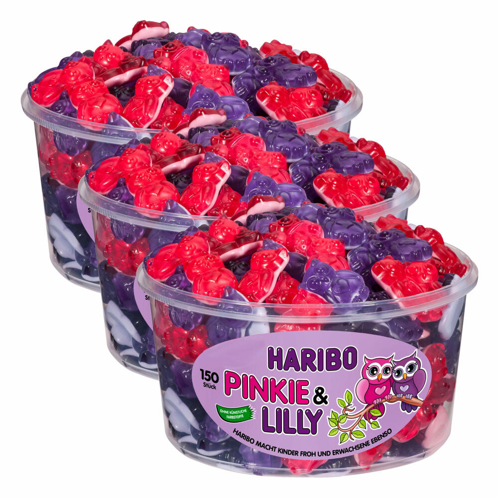 Haribo Pinkie &amp; Lilly, 3-pack, gummy bears, wine gums, fruit gums