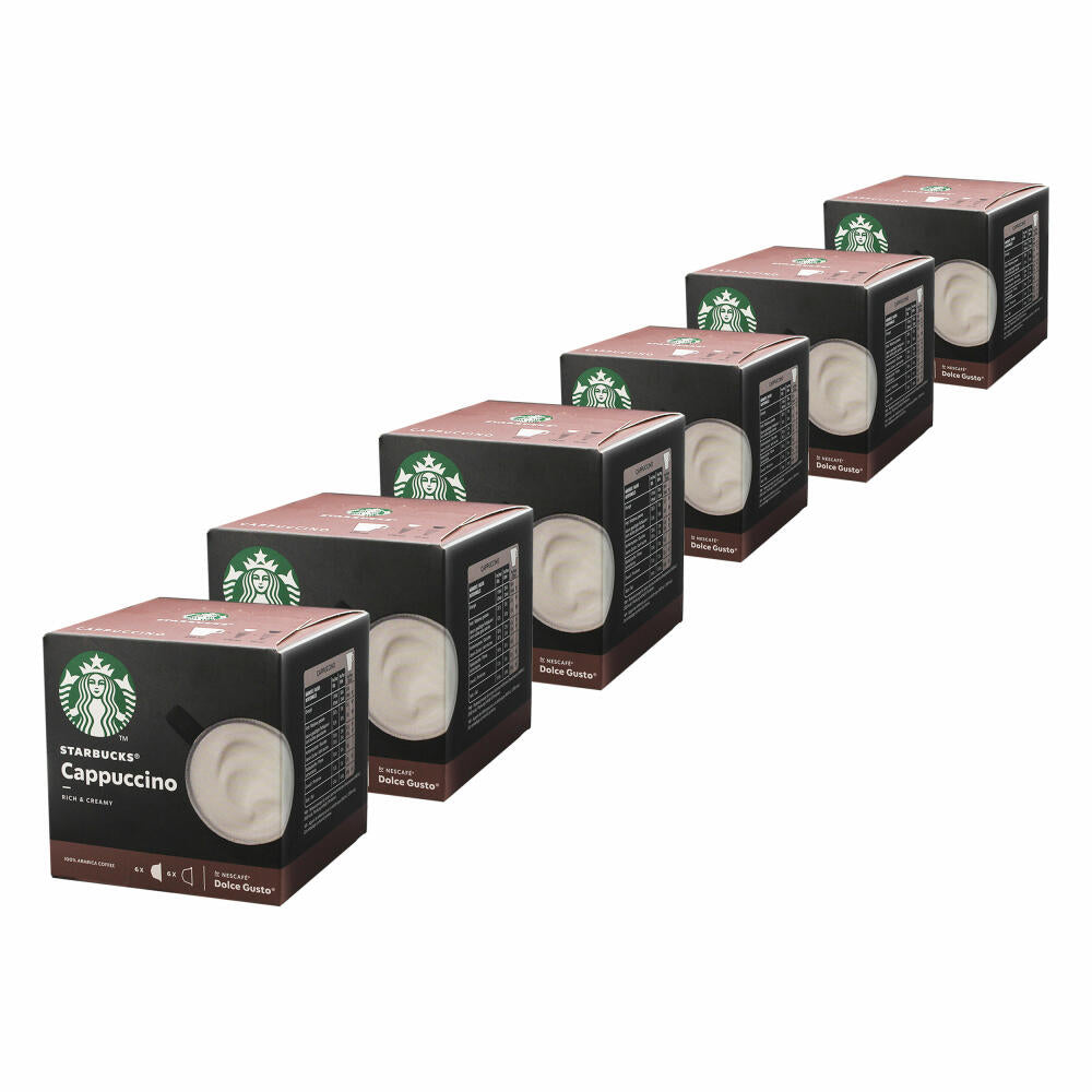 Nescafé Dolce Gusto Starbucks Cappuccino, 6er Set, Kaffeegetränk, Kaffee, Cremig, Kaffeekapsel, Röstkaffee, 6 x 12 Kapseln