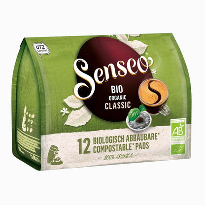 Senseo Kaffeepads Bio Organic Classic, Kaffeepad, Kaffee Pad, Biologisch abbaubar, 12 Pads