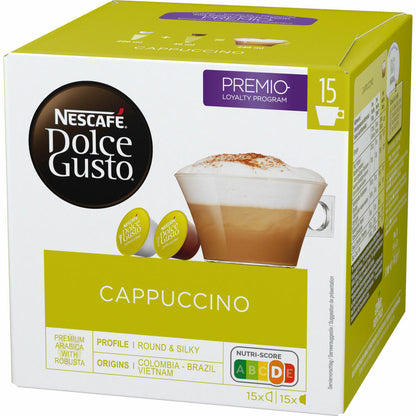 Nescafé Dolce Gusto Cappuccino Vorratsbox, Kaffee, Kaffeekapseln, 30 Kapseln / 15 Portionen