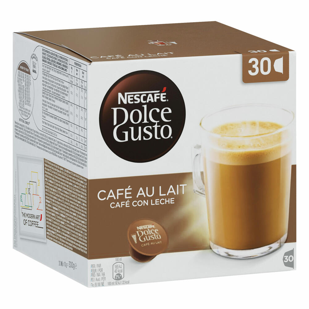 Nescafé Dolce Gusto Café au lait Vorratsbox, 3er Set, Kaffee, Milchkaffee, Kaffeekapseln, 3 x 30 Kapseln