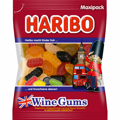 Haribo Wine Gums, englisches Weingummi, Fruchtgummi, Beutel, 500 g