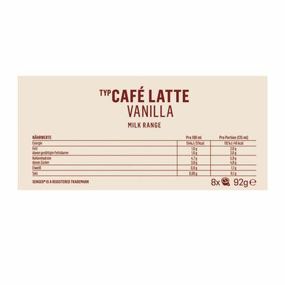 Senseo coffee pads Café Latte Vanilla, vanilla milk coffee, milk coffee pad, 8 pads