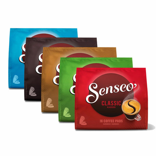 Senseo Coffee Pads Classic Set, new design, 5 different varieties, 5 x 16 pads