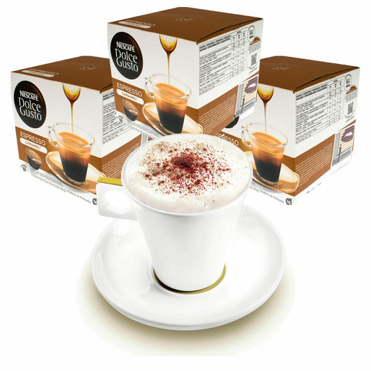 Nescafé DOLCE GUSTO Tassen Geschenkset, 3 Packungen mit Becher Espresso Caramel, Kaffeekapsel, Kaffee, Kapseln