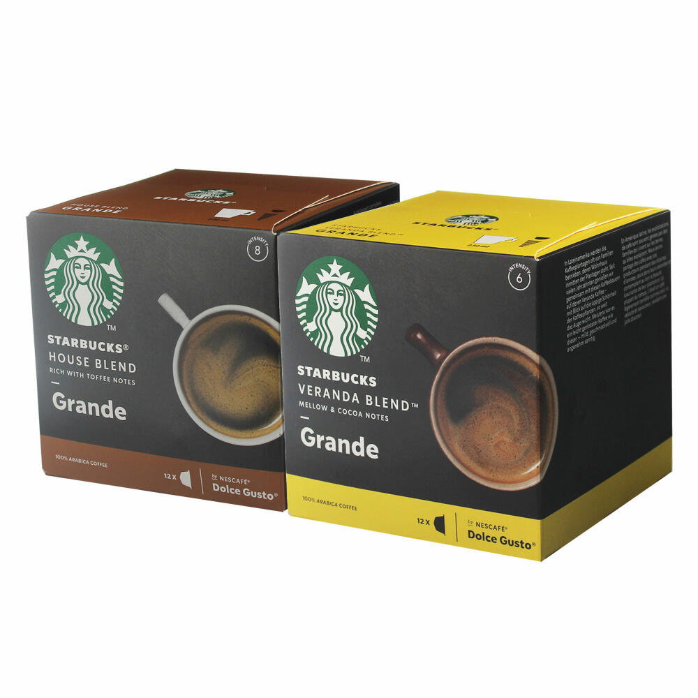 Nescafé Dolce Gusto Starbucks Coffee Set, House Blend + Veranda Blend, 2 Varieties, Coffee, Coffee Capsules, 2 x 12 Capsules