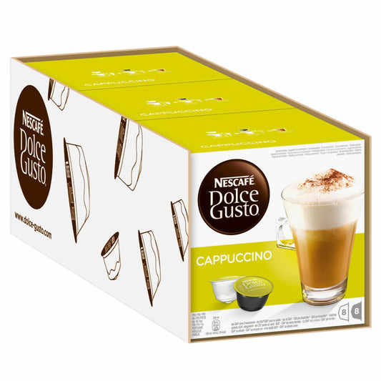 Nescafé Dolce Gusto Cappuccino, Kaffee, Kaffekapsel, 3 x 16 Kapseln (24 Portionen)