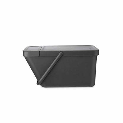 Brabantia Sort &amp; Go Waste Bin, Waste Bin, Garbage Can, Plastic, Grey, 20 L, 277726