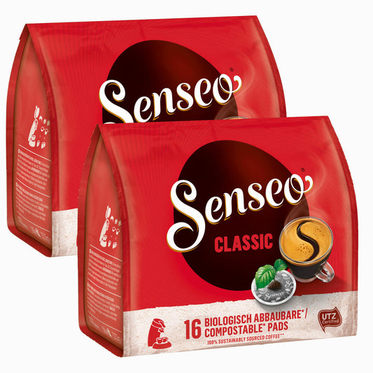 Senseo Kaffeepads Klassisch / Classic, neues Design, Intensiver & Vollmundiger Geschmack, Kaffee, 2er Pack, 2 x 16 Pads