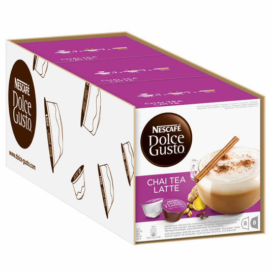 Nescafé Dolce Gusto Chai Tee Latte, Kaffee, Kaffeekapsel, 3er Pack, 3 x 16 Kapseln (24 Portionen)