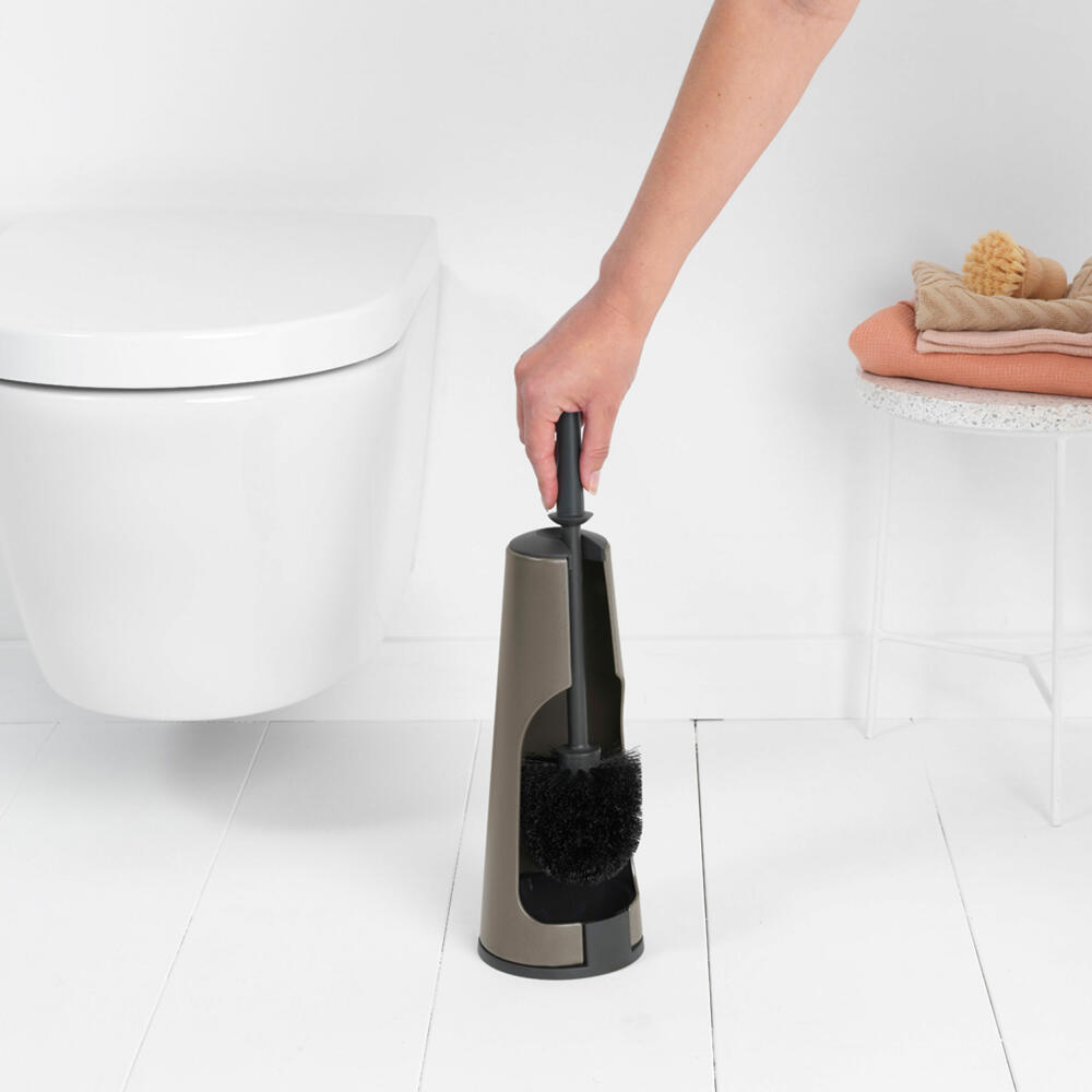 Brabantia ReNew Toilettenbürstengarnitur, WC-Garnitur, Toilettenbürste, Klobürste, Platinum, 477324