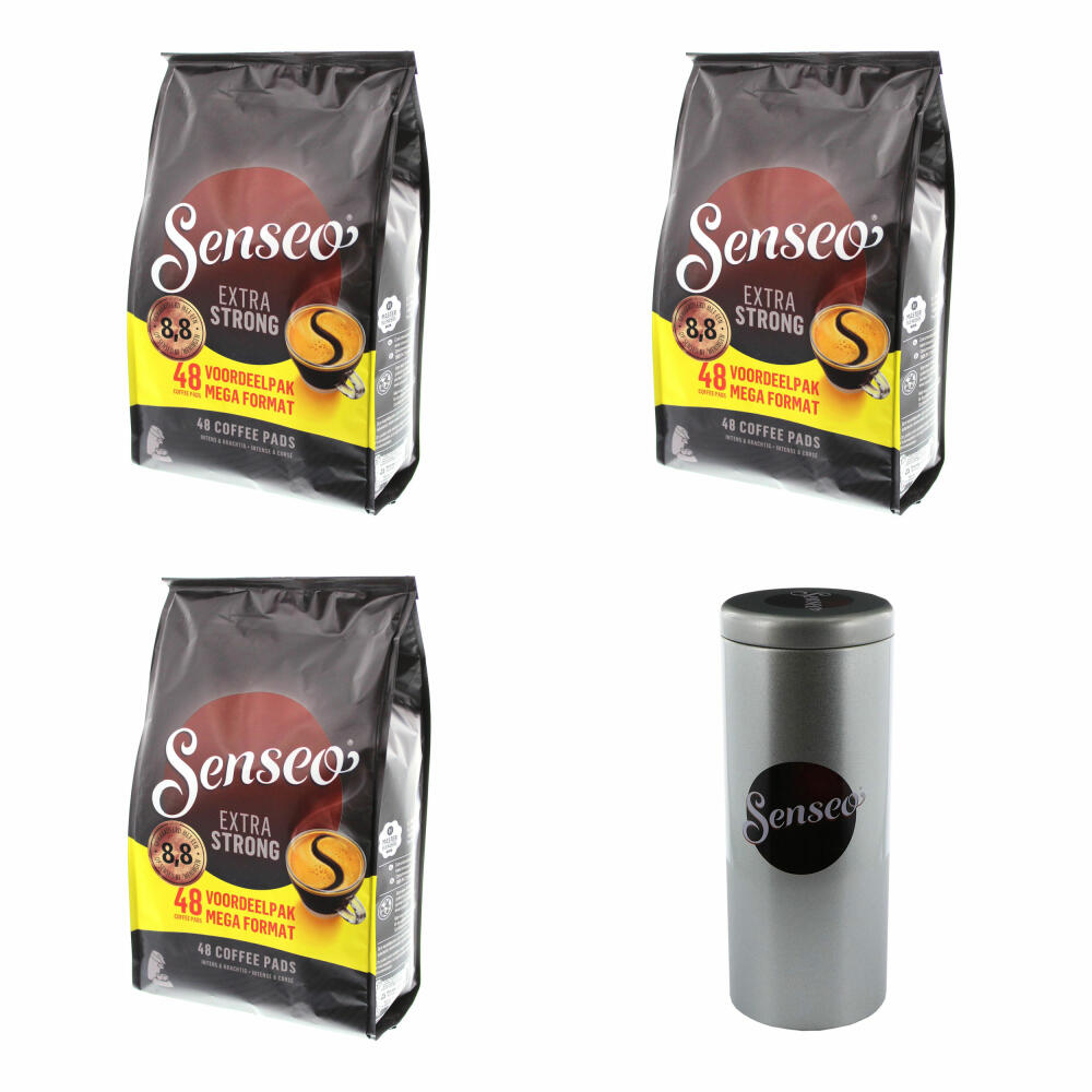 Senseo coffee pads Extra Strong / Extra Strong, intense and full-bodied taste, coffee for coffee pad machines, 144 pads, with pad container