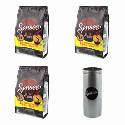 Senseo coffee pads Extra Strong / Extra Strong, intense and full-bodied taste, coffee for coffee pad machines, 144 pads, with pad container