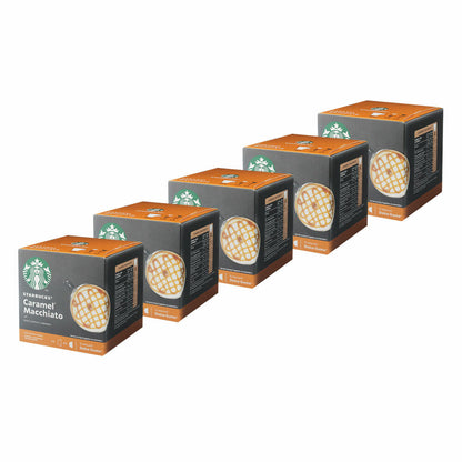 Nescafé Dolce Gusto Starbucks Caramel Macchiato 5er Set, Latte Macchiato mit Karamell, Kaffeekapsel, Röstkaffee, 5 x 12 Kapseln