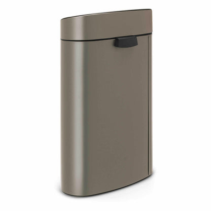 Brabantia Touch Bin Recycle, Mülleimer mit Kunststoffeinsätzen, Abfalleimer, Papierkorb, Abfallbehälter, Platinum, 10 / 23 L, 117909