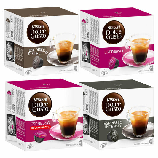 Nescafé Dolce Gusto Espresso Quartett Classic, 4 Sorten Espresso, Kaffee, Kaffeekapsel (64 Kapseln)