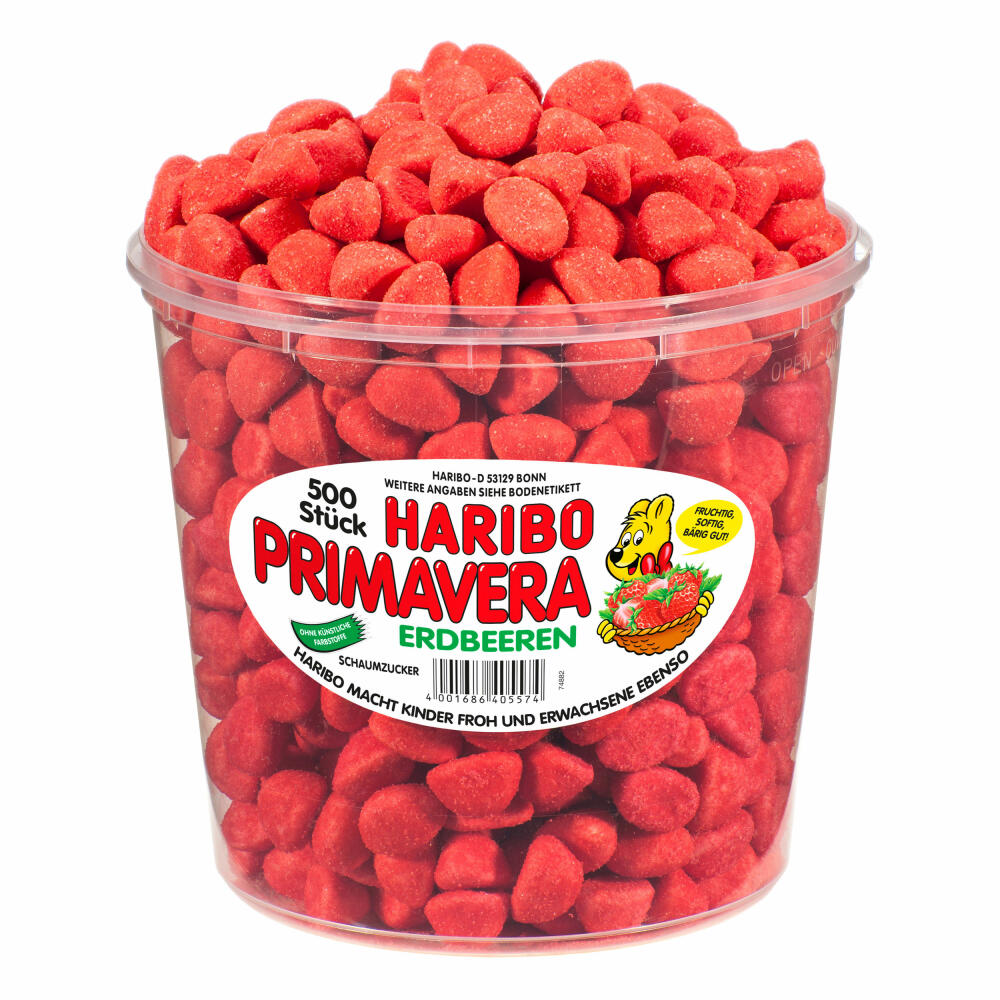 Haribo Primavera Strawberries, large tin, gummy bears, wine gums, fruit gums, 500 pieces, 1150g