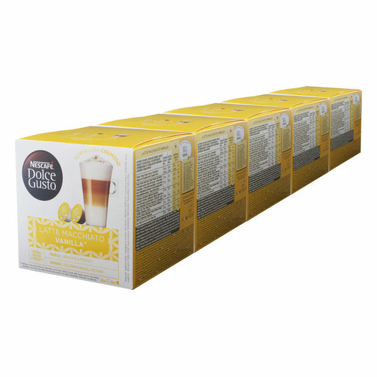 Nescafé Dolce Gusto Latte Macchiato Vanilla, Kaffee, Kaffeekapsel, 5er Pack, 5 x 16 Kapseln (40 Portionen)