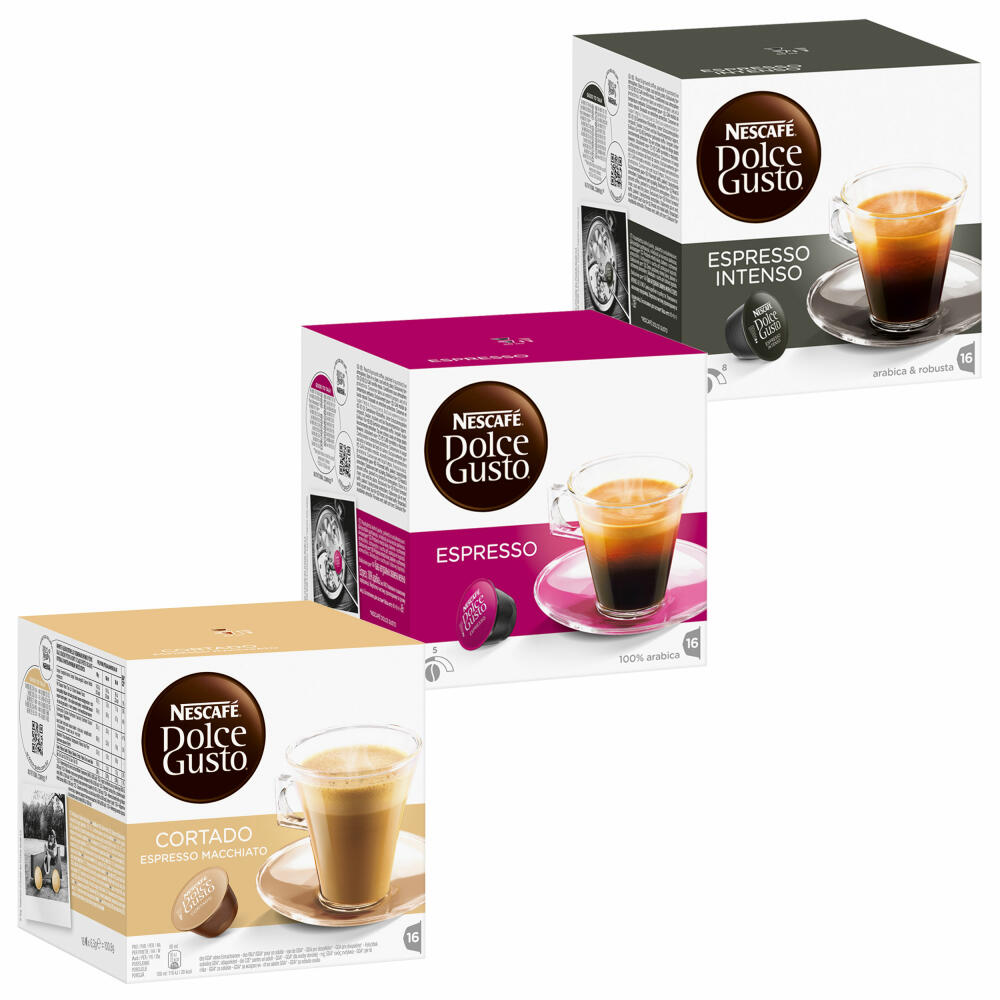 Nescafé Dolce Gusto Fortissimo Set, Kaffee, Kaffeekapsel, 3 Sorten Espresso, 48 Kapseln