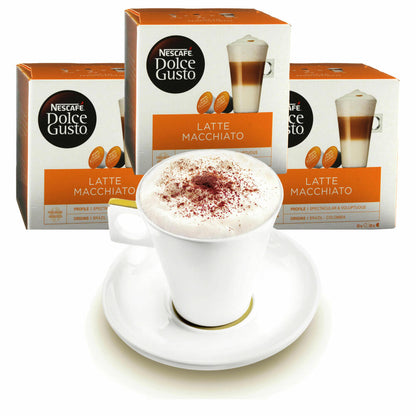 Nescafé DOLCE GUSTO Tassen Geschenkset, 3 Packungen mit Becher Latte Macchiato, Kaffee, Kaffeekapsel, Kapseln