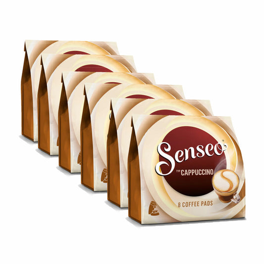 Senseo coffee pads cappuccino, milk foam classic, coffee, new recipe, pack of 6, 6 x 8 pads