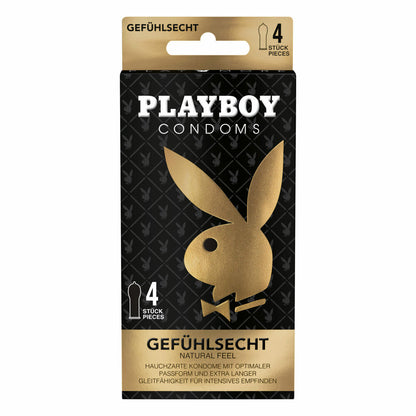 Playboy Condoms Kondome Gefühlsecht, Verhütungsmittel, Intensiv, 56 mm, 4 Stück, 2-PB-CGE4-01