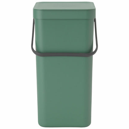 Brabantia Sort &amp; Go Waste Bin, Waste Bin, Garbage Can, Plastic, Fir Green, 16 L, 129827