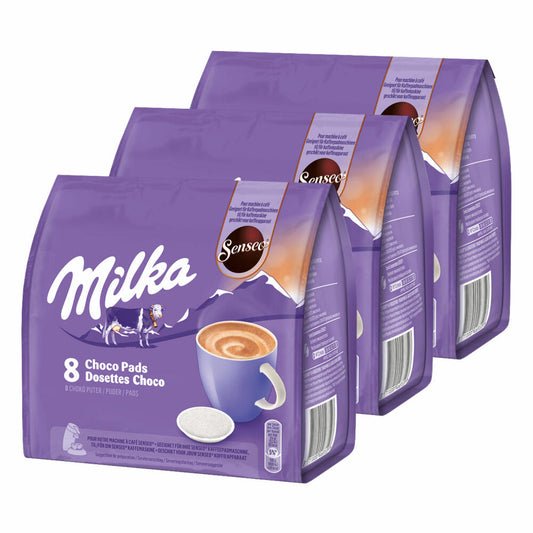 Senseo Milka Choco Pads Set of 3, Chocolate Drink, Cocoa Drink, Coffee Pads, 3 x 8 Pads / Portions