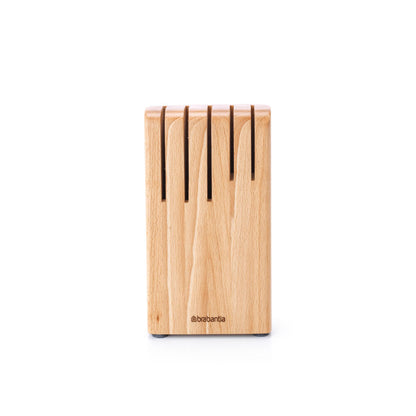 Brabantia Profile Messerblock aus Holz, Holz, Matt Steel, für 5 Messer, 260469