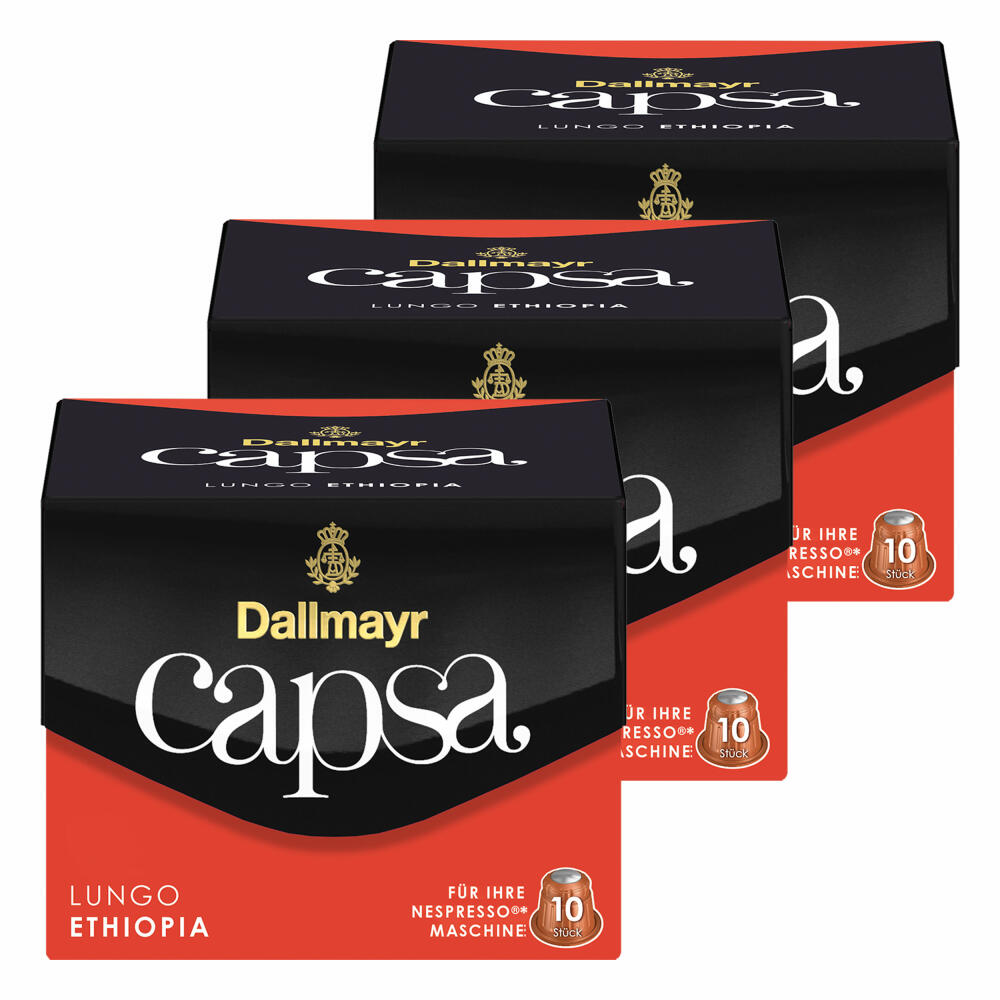 Dallmayr Capsa Lungo Ethiopia, Nespresso Kompatibel Kapsel, Kaffeekapsel, Röstkaffee, Kaffee, 30 Kapseln