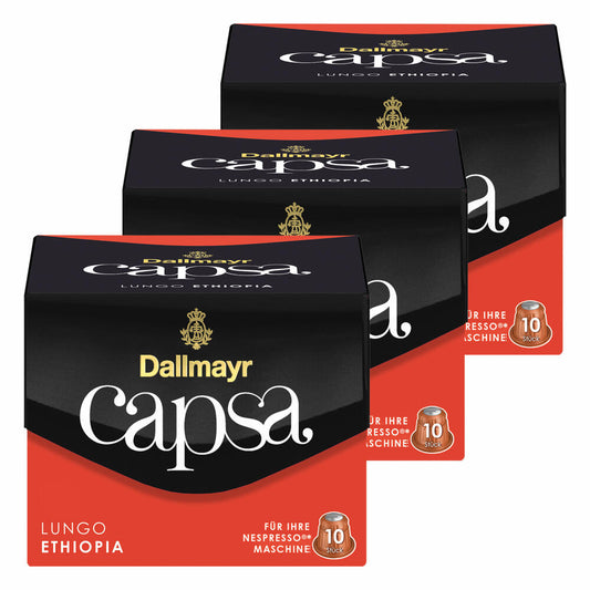 Dallmayr Capsa Lungo Ethiopia, Nespresso Compatible Capsule, Coffee Capsule, Roasted Coffee, Coffee, 30 Capsules