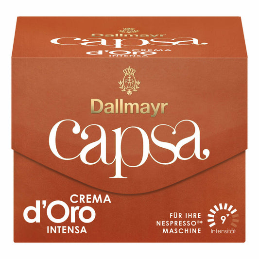 Dallmayr Capsa Crema dOro Intensa, Nespresso Compatible Capsule, Coffee Capsule, Roasted Coffee, Coffee, 10 Capsules, 56 g