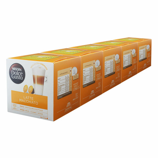 Nescafé Dolce Gusto Latte Macchiato, Kaffee, Kaffeekapsel, 5er Pack, 5 x 16 Kapseln (40 Portionen)