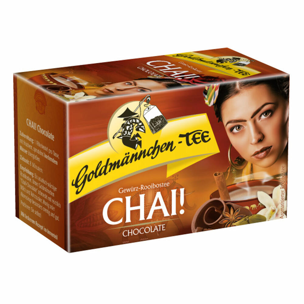 Goldmännchen Tea Chai! Chocolate, spiced rooibos tea, chocolate flavor with vanilla, 20 tea bags