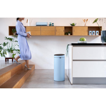 Brabantia Touch Bin, trash can, waste bin, steel, Dreamy Blue, 30 L, 202728