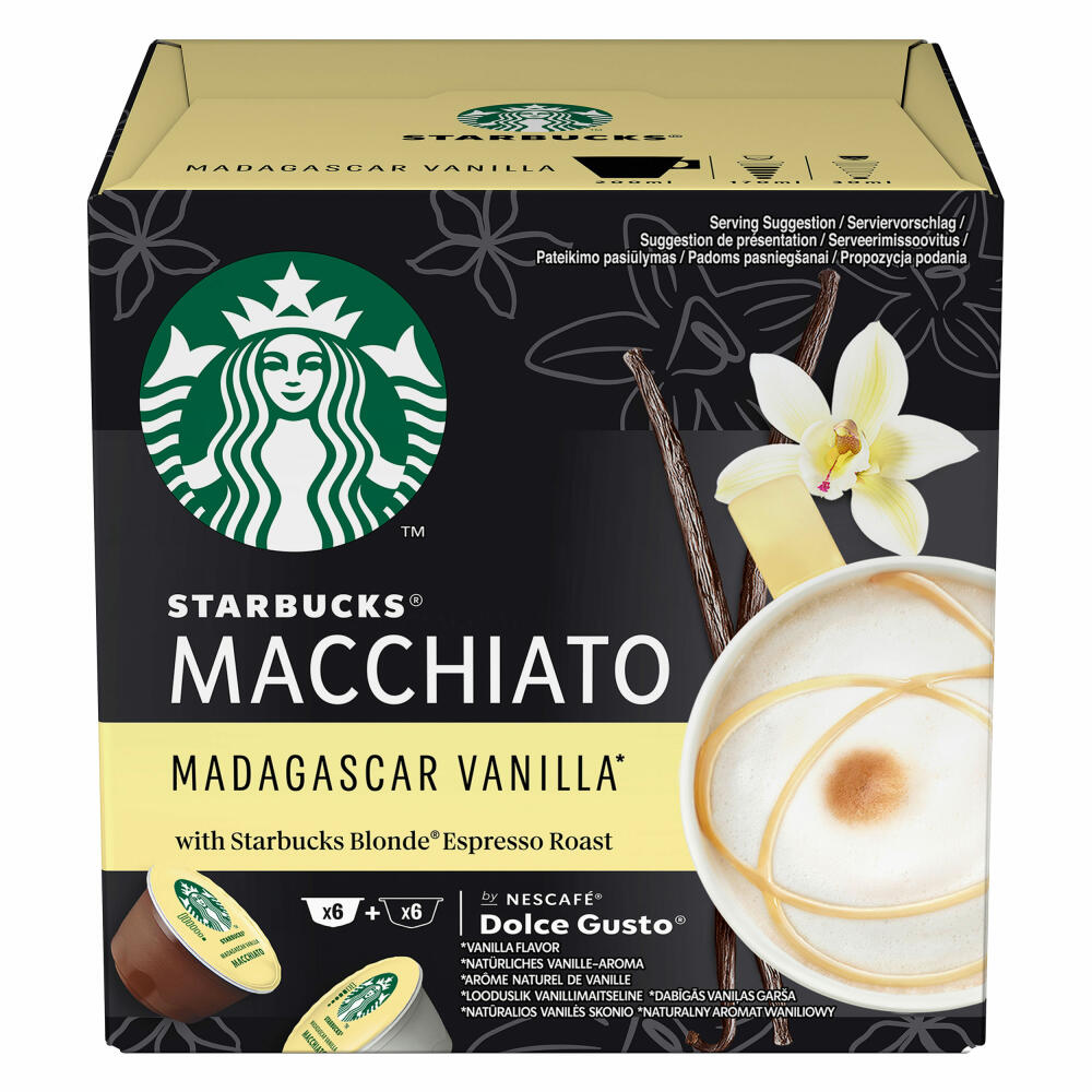 Nescafé Dolce Gusto Starbucks Vanilla Latte Macchiato, milk coffee, coffee capsule, roasted coffee, 6 servings