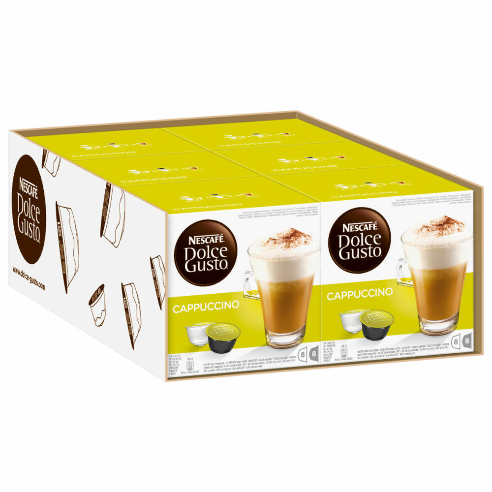 Nescafé Dolce Gusto Cappuccino, Coffee, Coffee Capsule, Pack of 6, 6 x 16 Capsules (48 Servings)