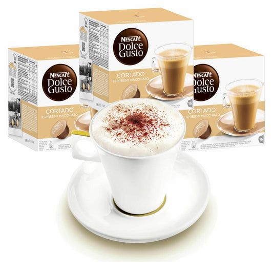 Nescafé DOLCE GUSTO Cups Gift Set, 3 Packs with Cup Cortado Espresso Macchiato, Coffee, Coffee Capsule, Capsules