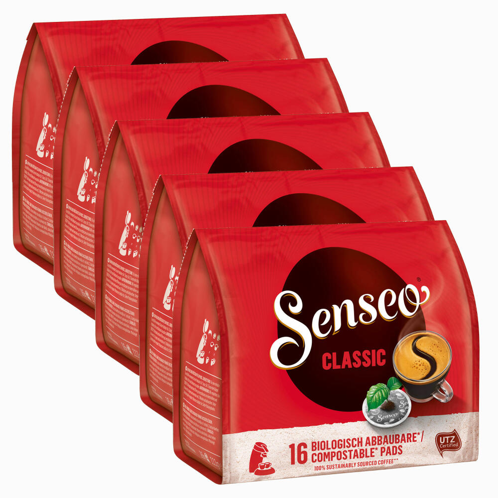 Senseo Kaffeepads Klassisch / Classic, neues Design, Intensiver & Vollmundiger Geschmack, Kaffee, 5er Pack, 5 x 16 Pads