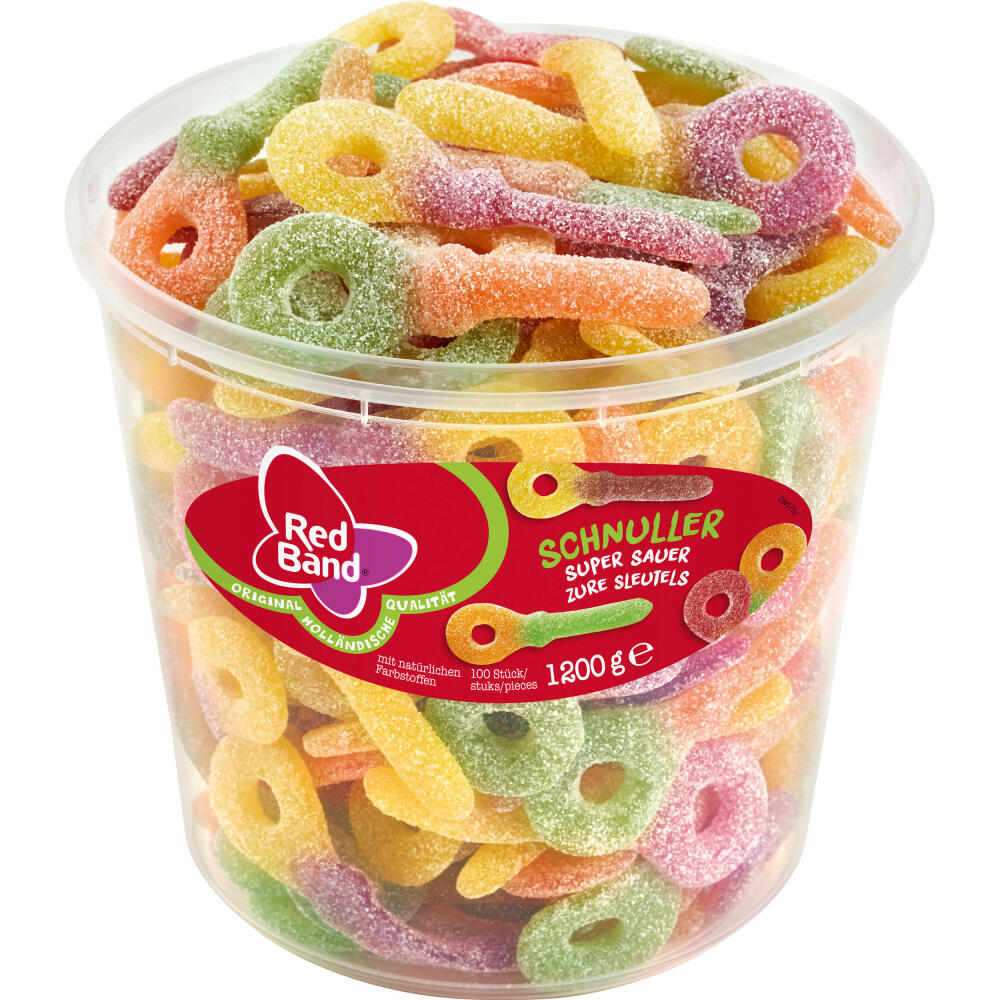 Red Band Fruchtgummi Schnuller Super Sauer, Weingummi, Dose, 100 Stück, 1.2 kg