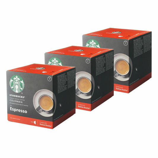 Nescafé Dolce Gusto Starbucks Colombia Espresso Set of 3, Coffee, Roasted Coffee, Coffee Capsules, 3x12 Capsules