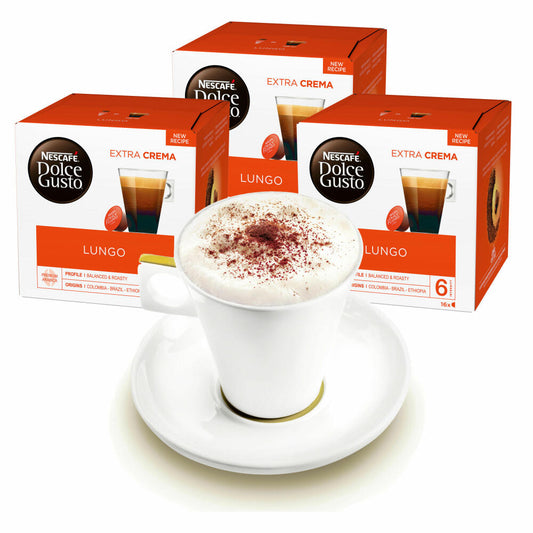 Nescafé DOLCE GUSTO Tassen Geschenkset, 3 Packungen mit Becher Caffè Lungo, Kaffeekapsel, Kaffee, Kapseln